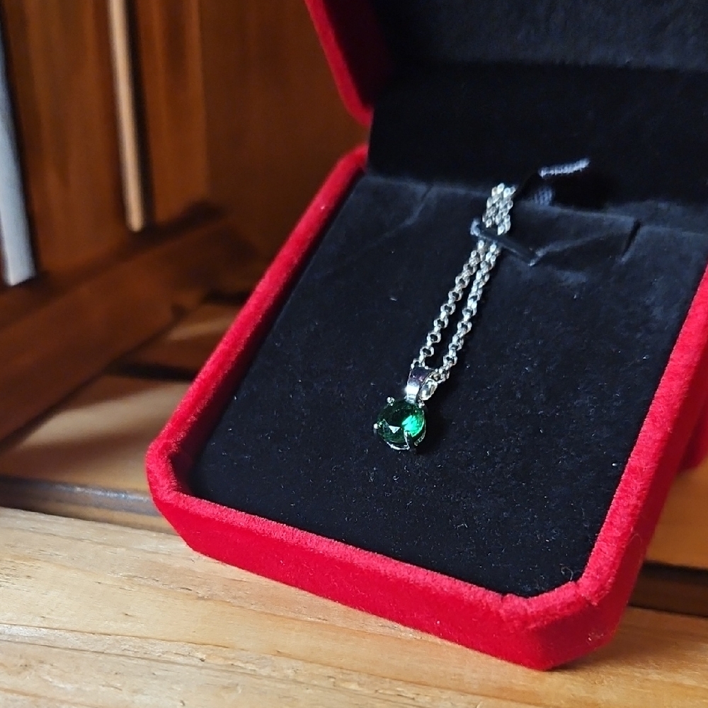 2/$250 Effy Silver Necklace with Emerald Green Pendant